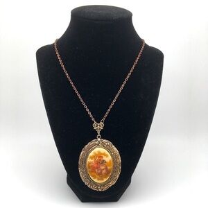 Rococo Style Victorian Cameo Pendant on Copper Chain